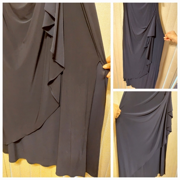 SOLD!!°  NWT Alex Evenings Sleeveless Rhinestones Neckline Navy Blue Long Dress - Picture 5 of 12